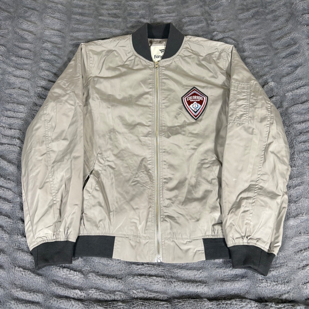 Fanatics Colorado Rapids MLS Bomber Jacket Mens Medium Gray Full Zip Soccer